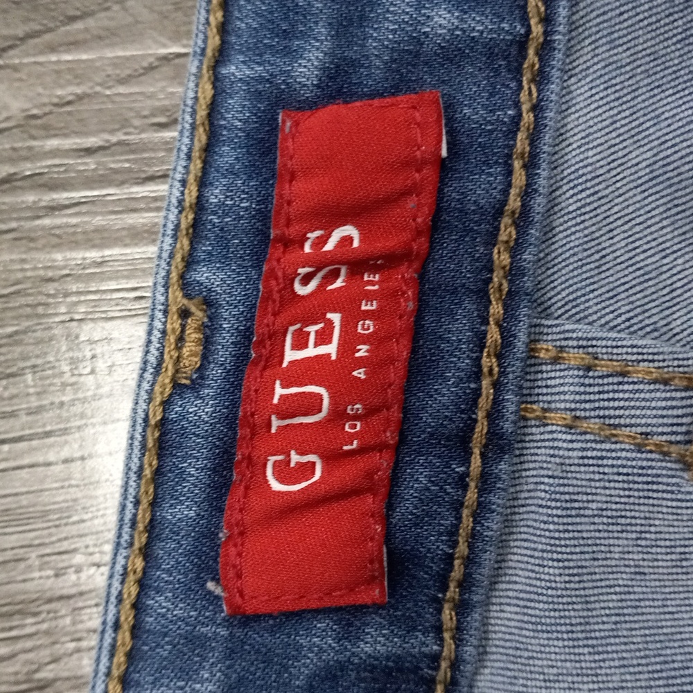 Guess Women's Distressed Denim Shorts - Blue - Picture 4 of 6